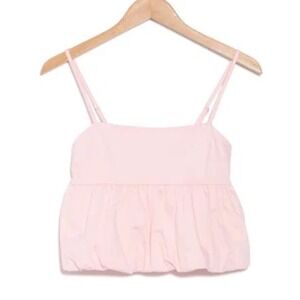 Abound Pink Bubble Hem Peplum‎ Cami Top Adjustable Straps XL NWT
